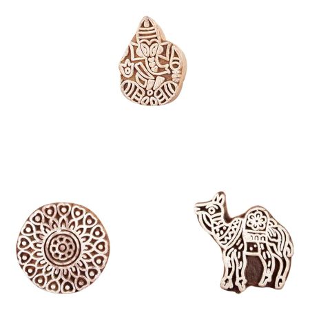 Set of 3 Piece New Mix Wooden Printing Block